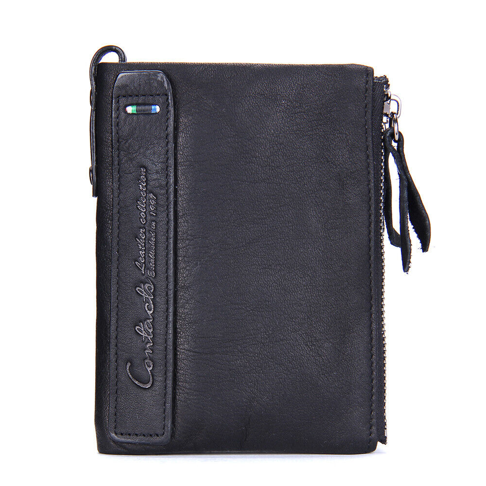High-angle view of the trendy double zip compact wallet