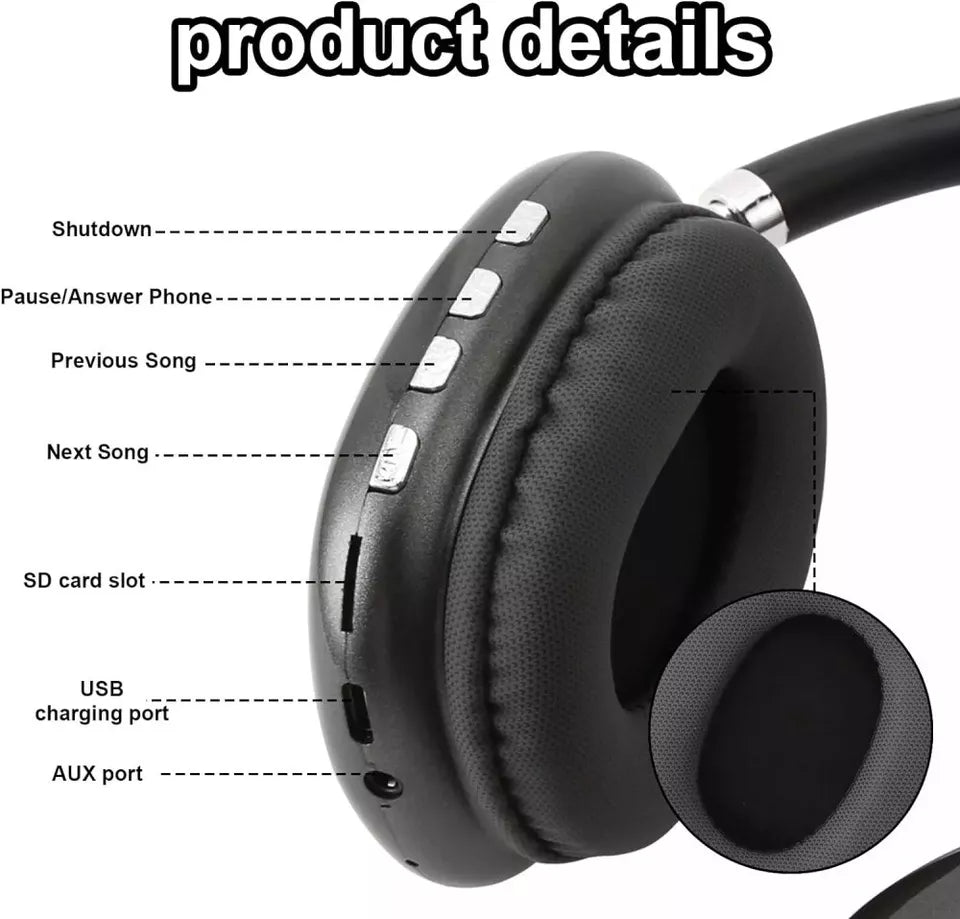 Close-up view of headphones control panel with port connections