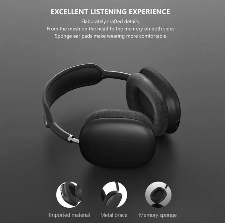 Overhead shot of Bluetooth headphones in stylish matte finish packaging box