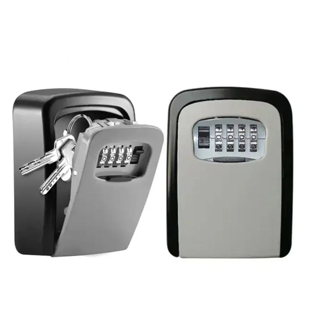 Secure wall-mounted key safe with 4-digit combination lock in black