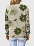 Maribelle | Women’s Floral Crochet Sleeve V Neck Sweater