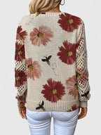 Maribelle | Women’s Floral Crochet Sleeve V Neck Sweater