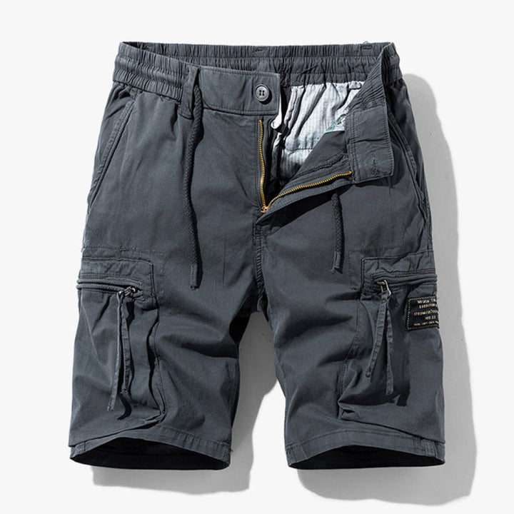 Close-up detail of pocket on men cargo shorts for outdoor apparel and fashion
