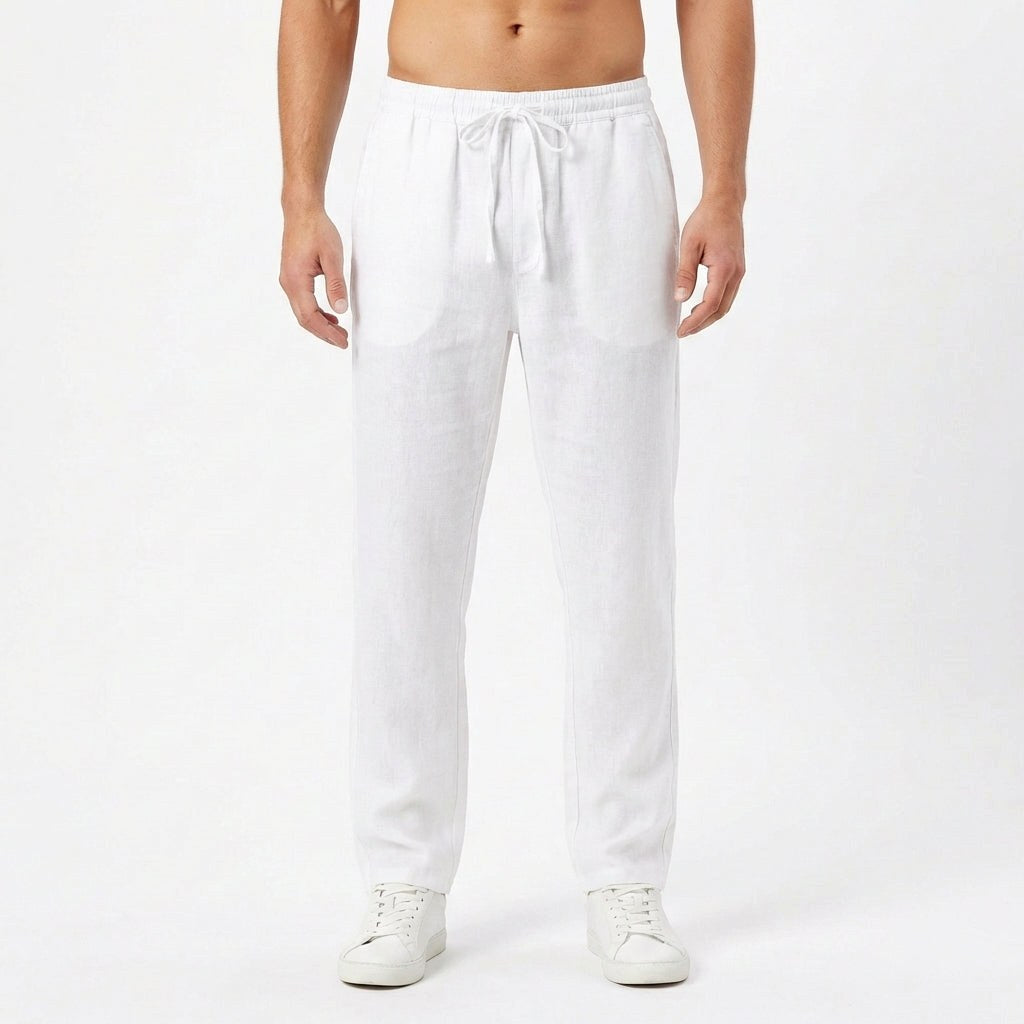 Side view of mens summer pants in a straight-leg cut for relaxed everyday styling