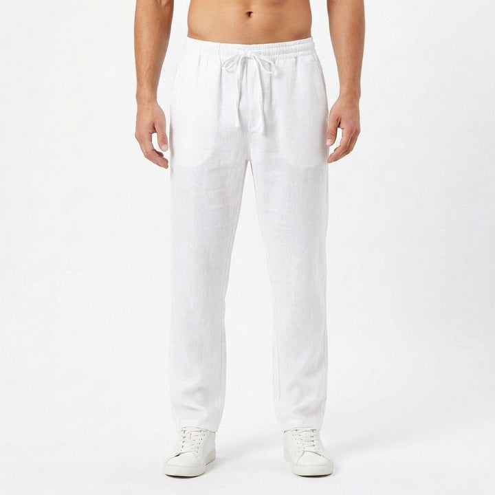 Side view of mens summer pants in a straight-leg cut for relaxed everyday styling