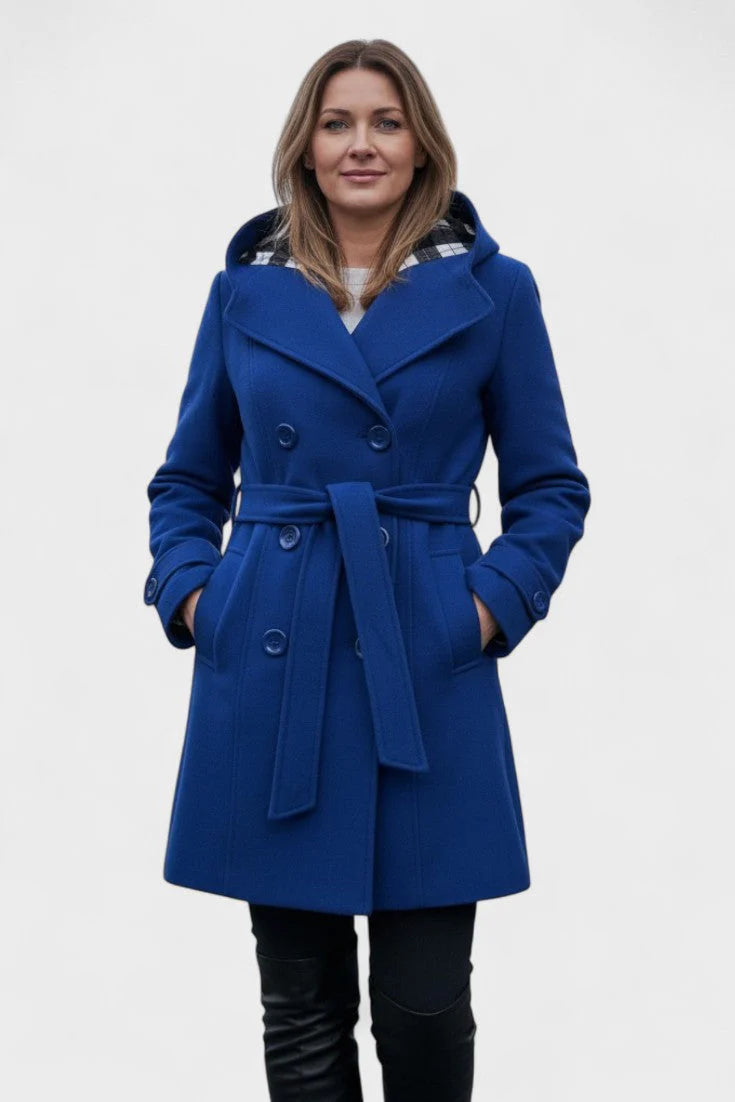 Vermilora | Women’s Double Breasted Hooded Belted Coat