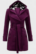 Vermilora | Women’s Double Breasted Hooded Belted Coat