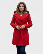 Vermilora | Women’s Double Breasted Hooded Belted Coat