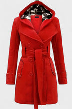 Vermilora | Women’s Double Breasted Hooded Belted Coat