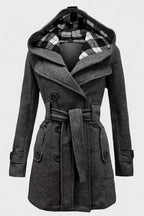Vermilora | Women’s Double Breasted Hooded Belted Coat