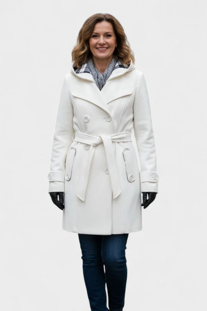 Vermilora | Women’s Double Breasted Hooded Belted Coat
