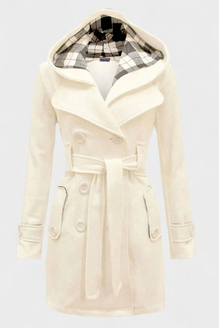 Vermilora | Women’s Double Breasted Hooded Belted Coat