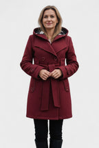 Vermilora | Women’s Double Breasted Hooded Belted Coat