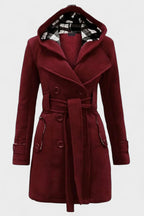 Vermilora | Women’s Double Breasted Hooded Belted Coat