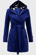 Vermilora | Women’s Double Breasted Hooded Belted Coat