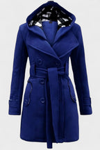 Vermilora | Women’s Double Breasted Hooded Belted Coat