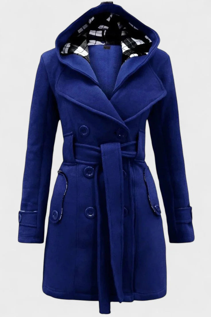Vermilora | Women’s Double Breasted Hooded Belted Coat