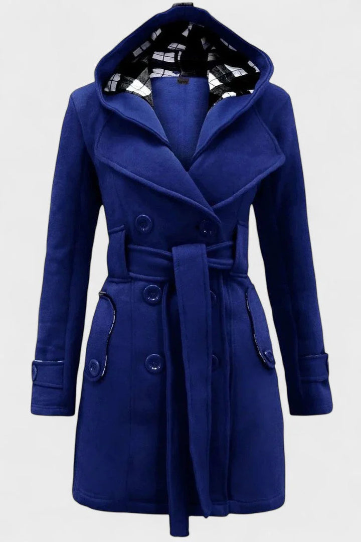 Vermilora | Women’s Double Breasted Hooded Belted Coat