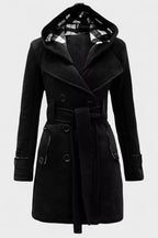 Vermilora | Women’s Double Breasted Hooded Belted Coat