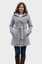 Vermilora | Women’s Double Breasted Hooded Belted Coat