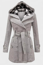 Vermilora | Women’s Double Breasted Hooded Belted Coat
