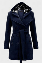 Vermilora | Women’s Double Breasted Hooded Belted Coat