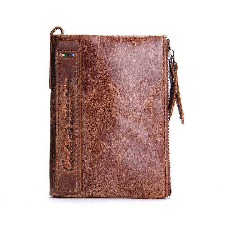 Women's double zip compact wallet in a sleek leather look