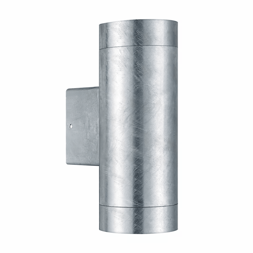 Modern silver up-down outdoor wall lamp isolated on white background