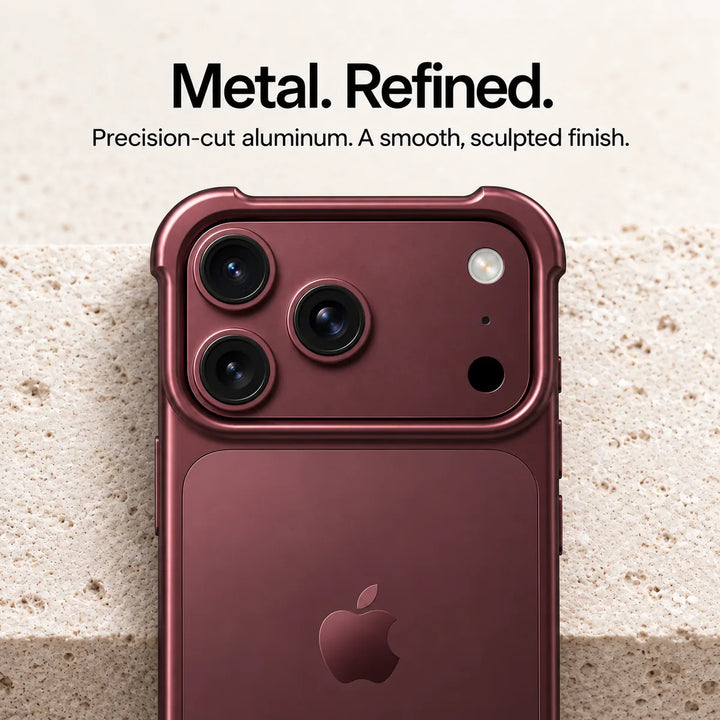 Close-up of precision-cut aluminum finish and camera bump defense