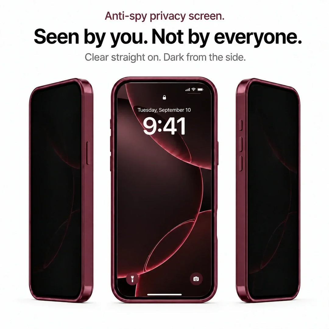 Front view of anti-spy privacy screen demonstrating side-angle blackout