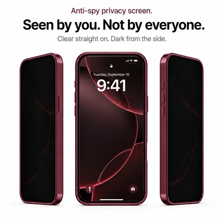 Front view of anti-spy privacy screen demonstrating side-angle blackout