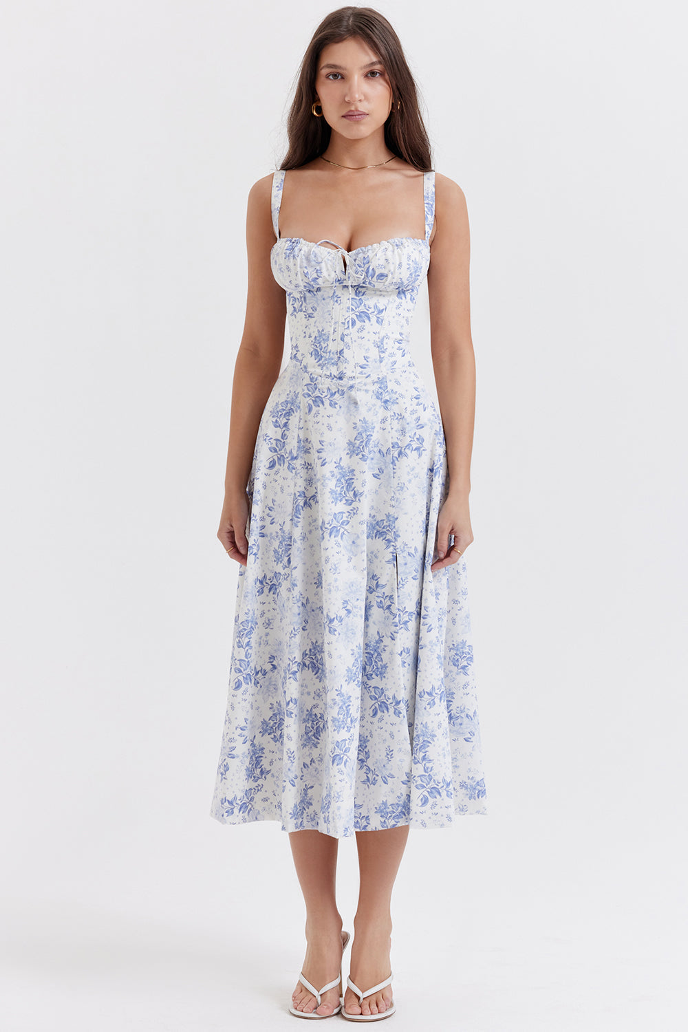Aesthetic flat lay and styling inspiration for floral bustier dress