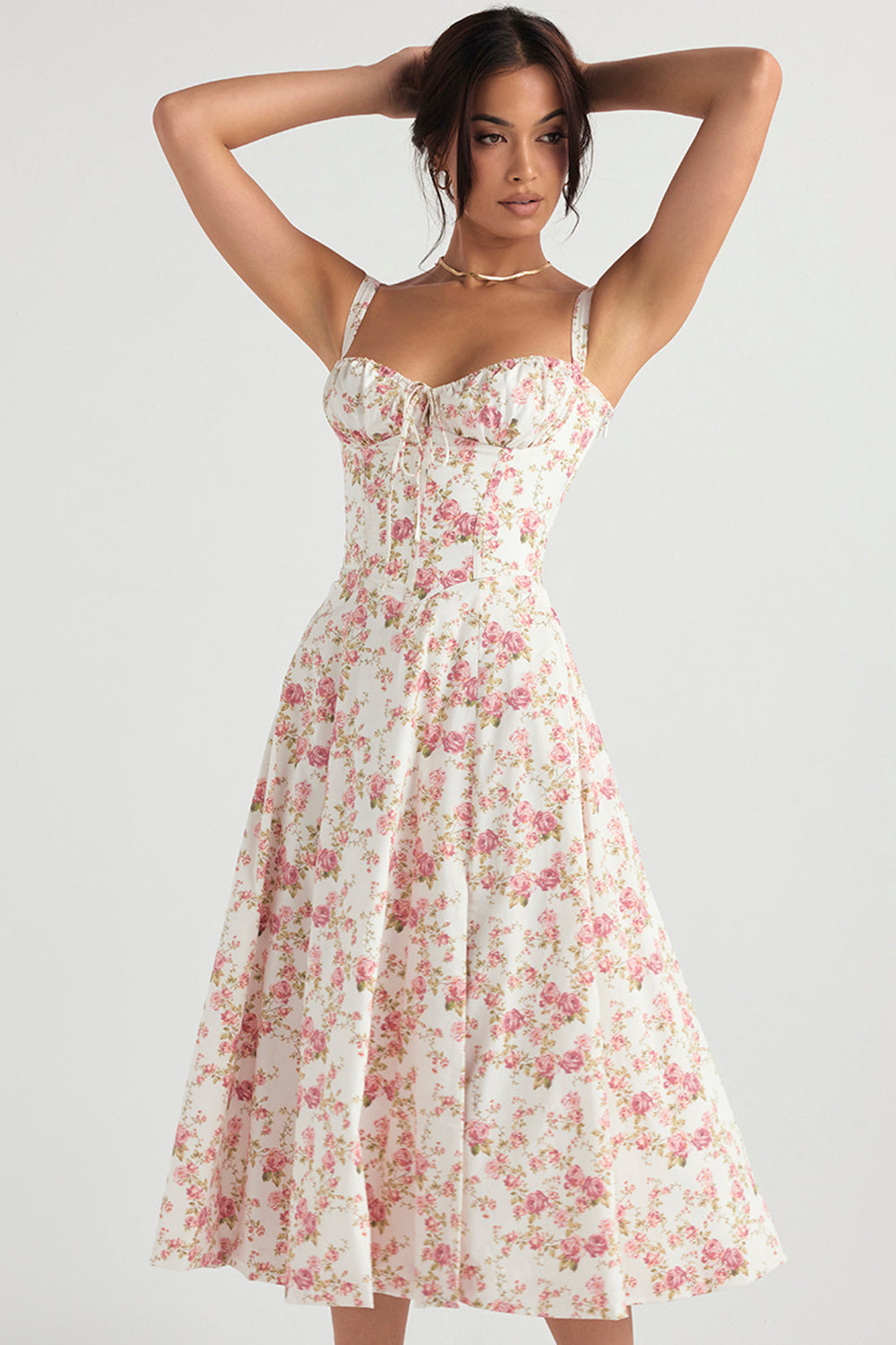 Elegant bustier dress with floral pattern for women, stylish fit
