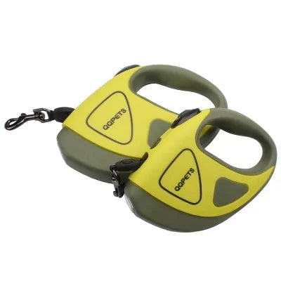 Retractable dog leash with safety flashlight turned on in dark