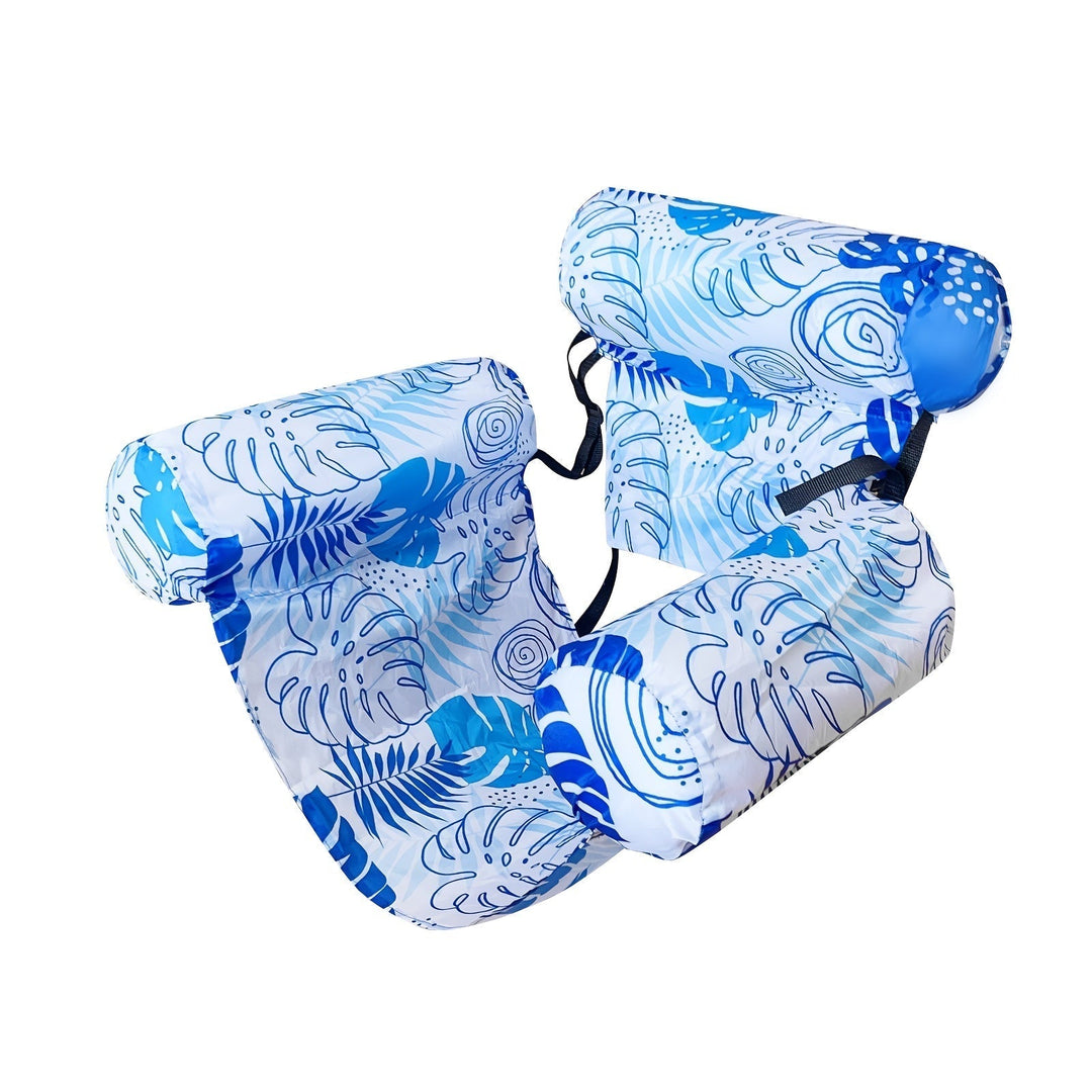 Adult using inflatable water hammock pool float lounger in sunshine
