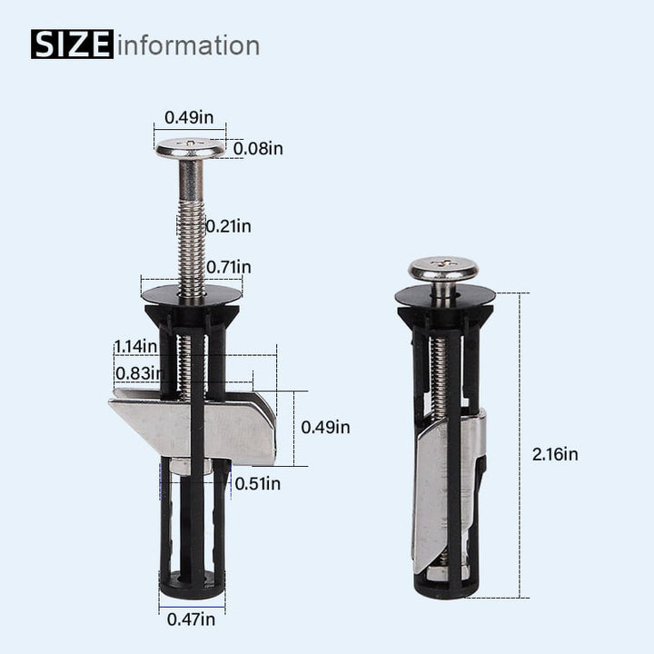 Top-down view of universal toilet seat screws and fittings for home improvement