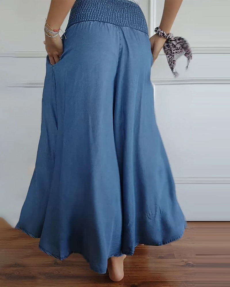 Full length view of a comfortable womens long skirt styled for daily wear