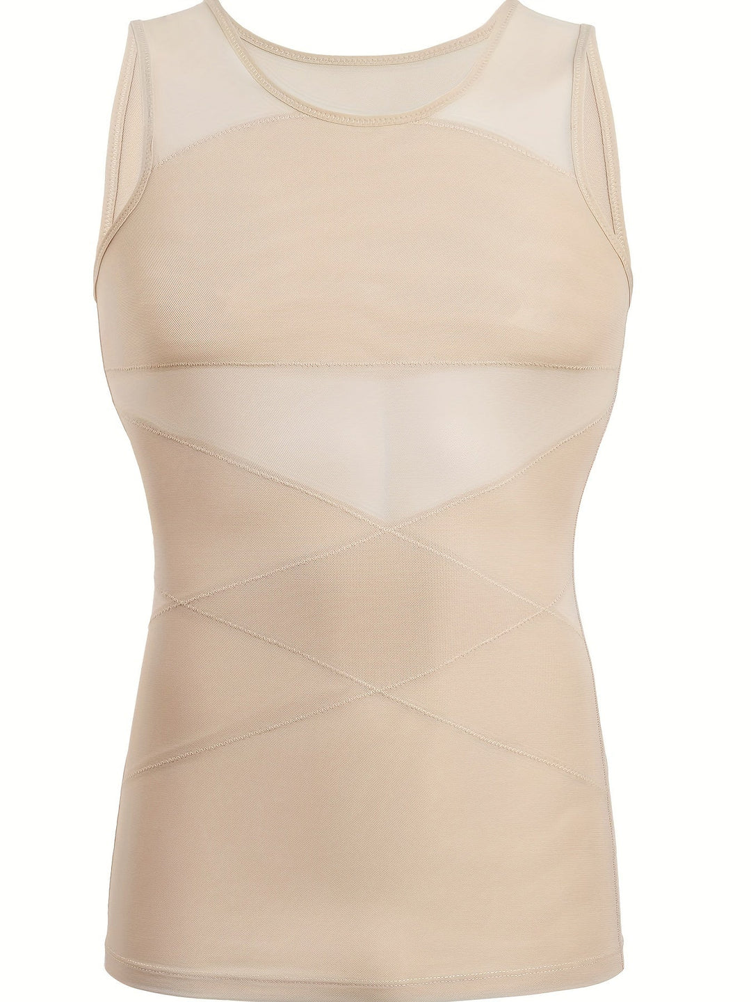 Beige men's shapewear tank top front view