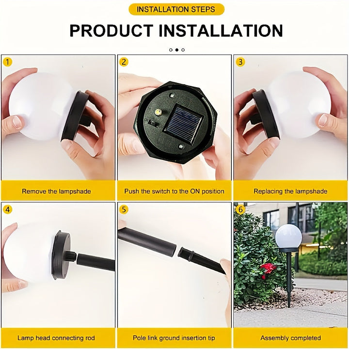 Step-by-step installation guide demonstrating how to assemble the solar garden stake lights