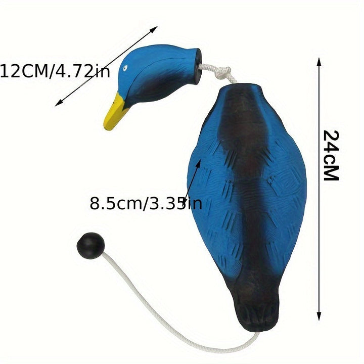 Side view of the realistic mallard retriever training dummy toy for dogs