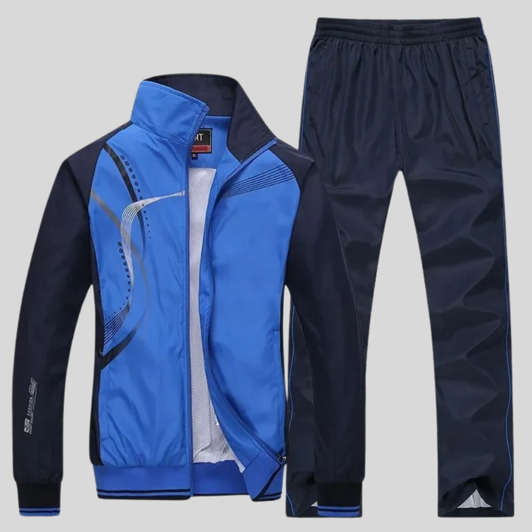 Mens workout clothes styled with running shoes for casual wear