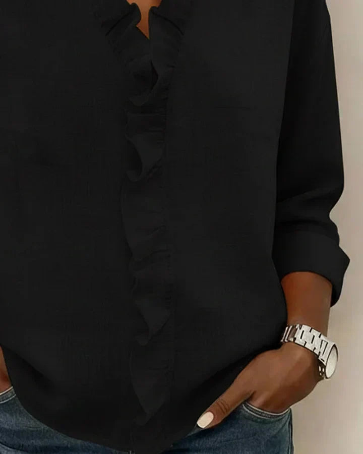 Detailed view of long sleeve cuff on elegant workwear shirt