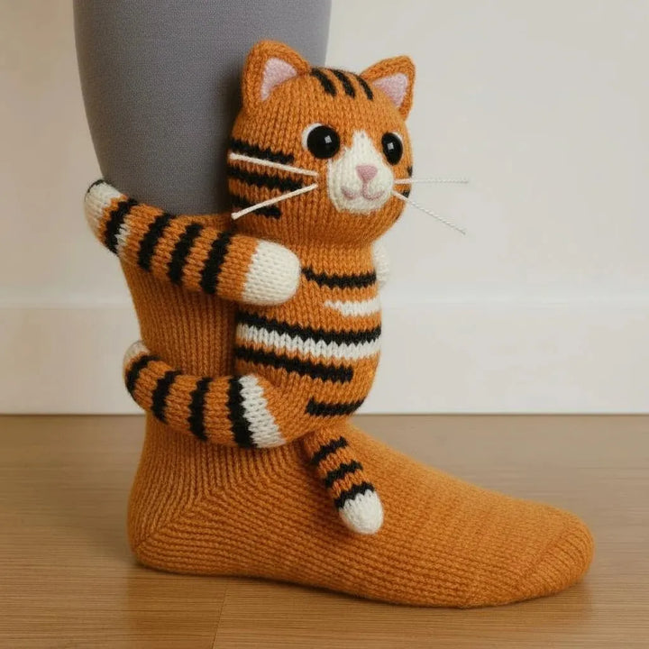 Novelty animal socks with soft plush texture and cute 3D features
