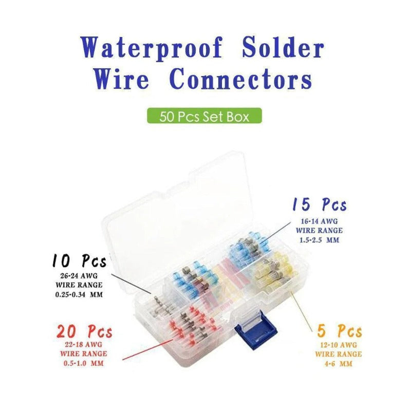 Demonstration of waterproof solder connectors being heated with a heat gun.