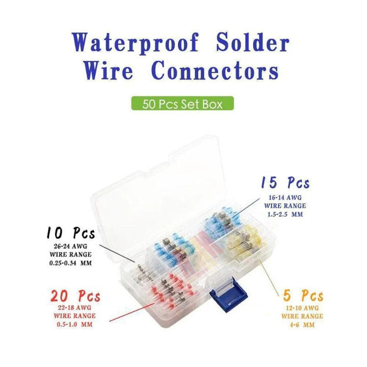 Demonstration of waterproof solder connectors being heated with a heat gun.
