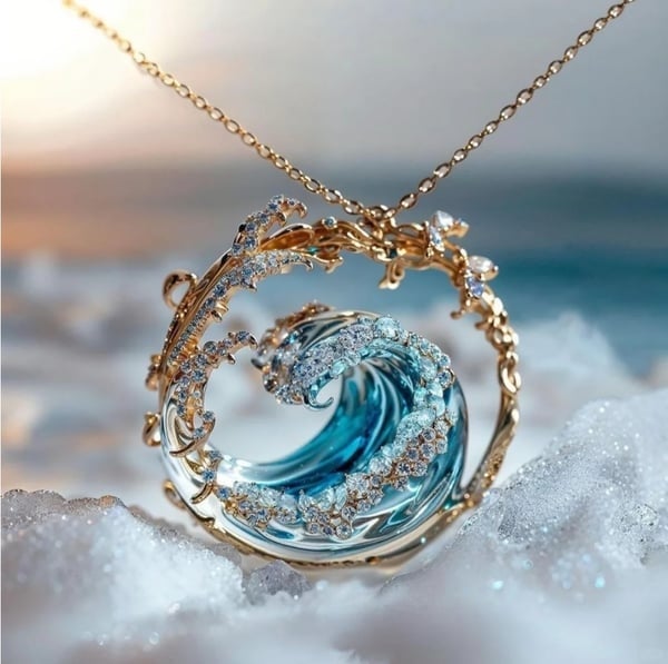 Gold wave earrings from the ocean jewelry collection for women