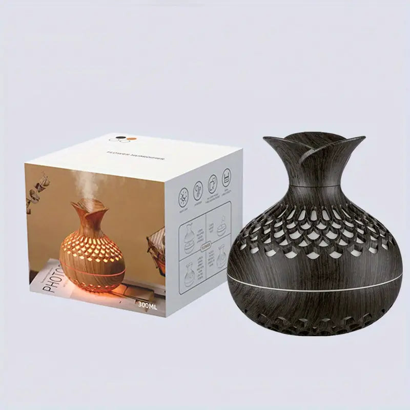 Essential oil diffuser box and device displayed for home fragrance