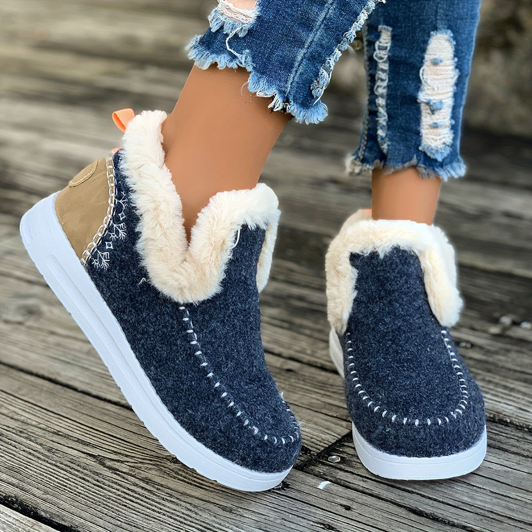 Plush-lined comfort slippers for women, ideal for cold winter days