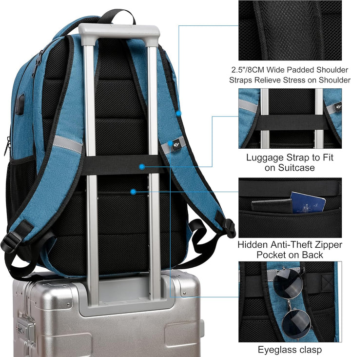 Unisex water-resistant laptop backpack in sleek black with durable fabric