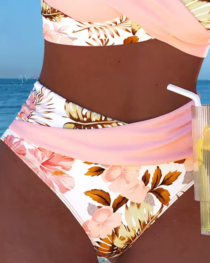 Back view of the womens high waist floral bikini summer swimwear
